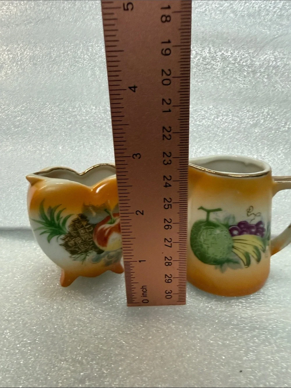 Vintage Miniature Porcelain Creamer Pitcher Set Fruit Design Japan